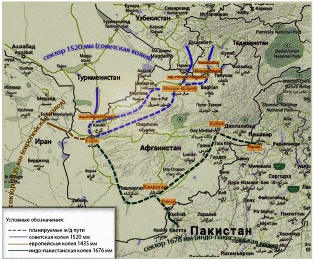 Карта железных дорог Афганистана