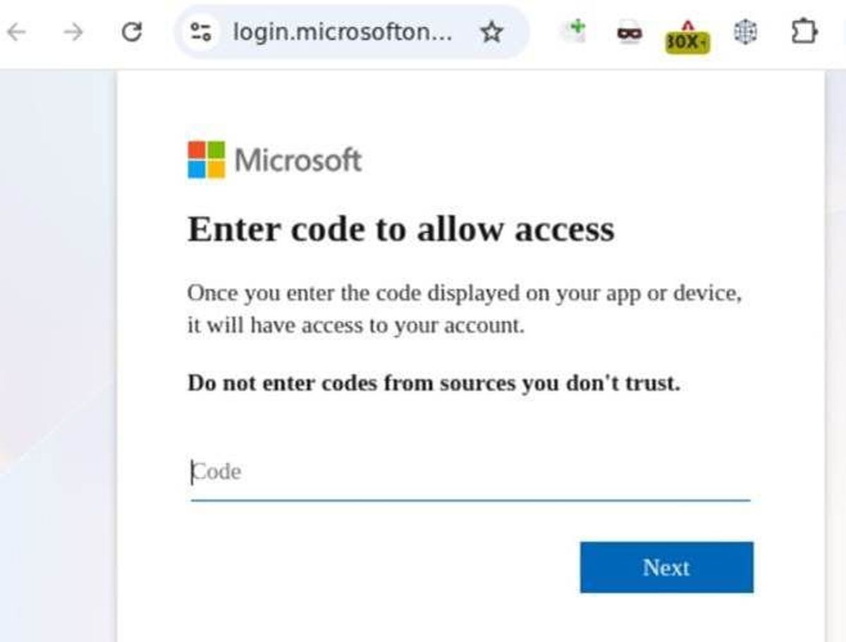 Перенаправление на Microsoft